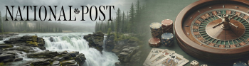 Une image de chutes d’eau canadiennes et du logo de Postes Canada avec les meilleurs casinos en ligne.